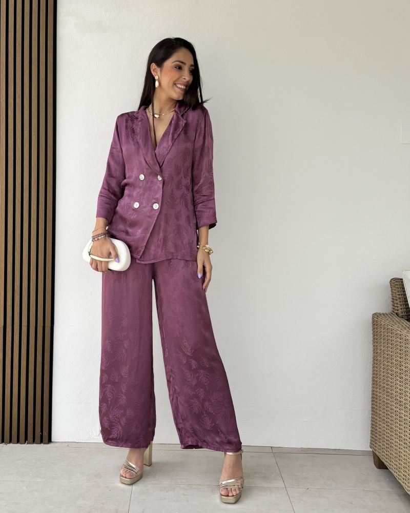 Traje de chaqueta Satén Morado